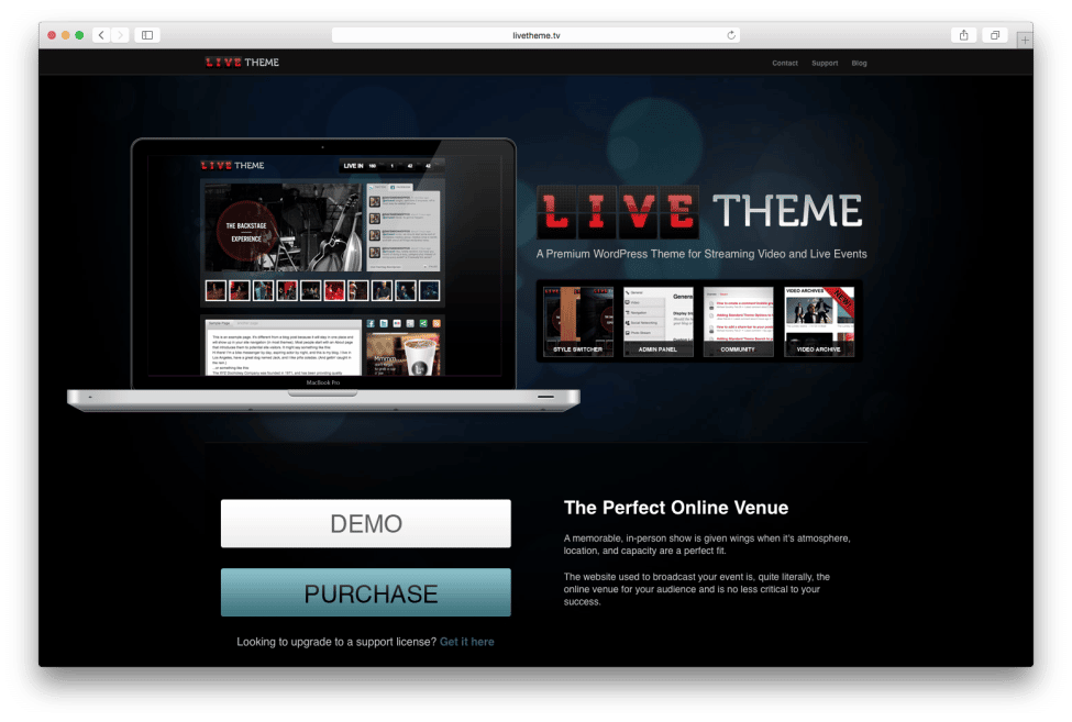 Live Theme Landing Page